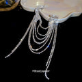 Silver Rhinestone Multi Layer Tassel Geometric Lapel Brooch view 2