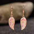 Rose Gold Leaf Resin Glitter Hook Dangle Earrings Pair view 5