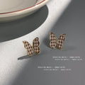 Gold-Tone Houndstooth Fabric Butterfly Stud Earrings view 1