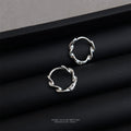 Silver Twisted Irregular Mini Huggie Hoop Earrings Pair view 4