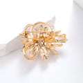 Floral Bouquet Crystal Pearl Look Metal Brooch Pin view 3
