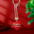 Geometric Band Crystal Heart Keychains with Straps and Plain Options view 3