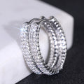 Silver Rope Twist Pavé Clear CZ Hoop Earrings Pair view 2