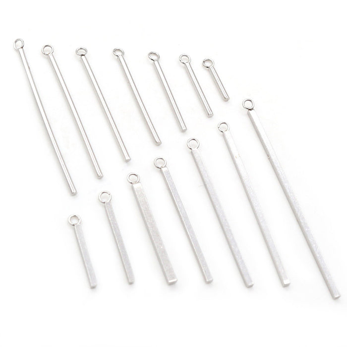 Silver-Tone Double-Loop Straight Bar Jewelry Connectors