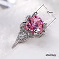Pink Heart CZ Silver Tone Ring Clear Side Accents Sizes 6-10 view 5