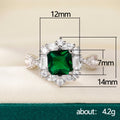 Silver Emerald Green Square Halo Twist Band Cocktail Ring view 5
