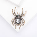Antique Gold Spider Brooch Oval Crystal Green Red Grey view 4