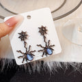 Black and Silver Spider Web Blue Teardrop Dangle Stud Earrings view 6