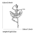 Crystal Ballerina Brooch in Silver and Gold Tone Decorative Lapel Accessory view 4