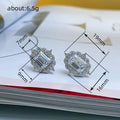 Emerald Cut Floral Frame Stud Earrings in Silver Tone view 5