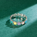 Silver Tone Multicolor Enamel Star Band Finger Ring view 3