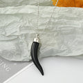 Silver Tone Resin Horn Pendant Necklaces in Seven Colors view 6