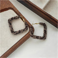 Leopard Flocked Diamond Round and Square Hoop Earrings view 3
