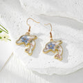 Gold Dolphin Dried Flower Resin Drop Earrings Five Styles view 2