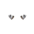 Silver Mini Heart Stud Earrings Clear Stone Metal Half view 5