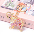 Rhinestone Flower Elephant Keychain Enamel Metal Bag Charm view 1