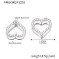 Double Sided Heart Zircon Stud Earrings Gold Steel view 8