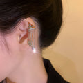 Silver Tone Butterfly Ear Cuffs With Fine Chain Tassels view 3