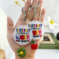 Round Acrylic Teacher Quote Keychain With Dangling Charm view 1
