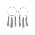 Large Hoop Earrings With Long Chain Tassels Statement Jewelry Pair view 5