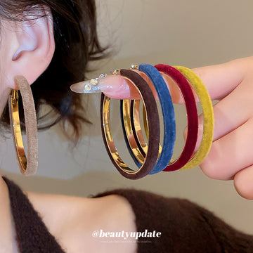 Soft Flocked Round Hoop Earrings Available in Five Colors