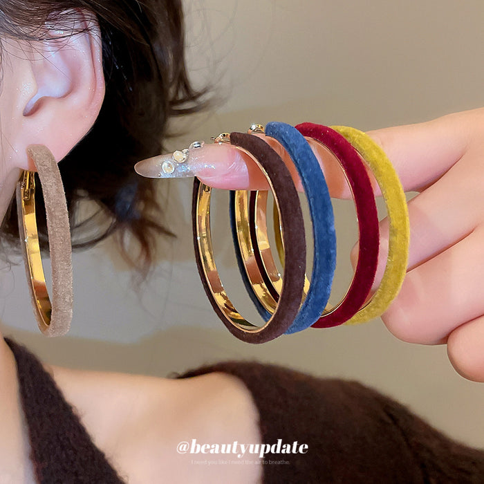 Soft Flocked Round Hoop Earrings Available in Five Colors
