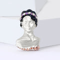 Enamel Classical Woman Bust Brooch with Polished Metal and Decorative Accents view 4