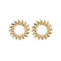 Gold and Silver Open Leaf Wreath Round Stud Earrings view 5
