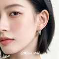 Silver Multi-Band Crossed Geometric Huggie Hoop Earrings view 2