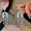 Ornate Stone Chandelier Earrings in Three Color Options view 4