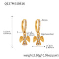 Crystal Angel Drop Hoop Earrings in Seven Gold Tone Styles view 9