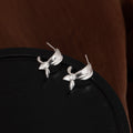 Silver Tone Small Rabbit Silhouette Novelty Stud Earrings view 3