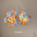 Blue Orange and Yellow Chiffon Flower Stud Earrings view 4