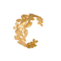 Openwork Floral Cuff Bracelet Gold Or Steel Metal Band view 5