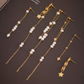 Gold Stainless Steel Star Tassel Drop Earrings Two Model Styles view 2