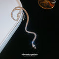 Silver Tone Snake Ear Cuff with Curved Crystal Body view 4
