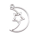 Openwork Crescent Moon and Star Metal Frame Pendant view 3