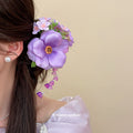 Fabric Flower Side Hair Clips Cosmos And Peony Six Styles view 4