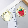 KC Gold Enamel Acrylic Strawberry Fruit Charm Pendant for Earrings Necklace DIY
