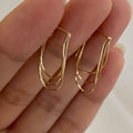 Gold Tone Layered Wire Hoop Stud Earrings Fashion Earrings view 6