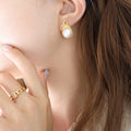 Gold Steel Irregular Open Hoop Earrings Square Crystal Accents view 4