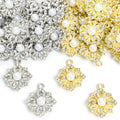 Pearl Rhinestone Flower Charms in Gold and Silver Tones view 4