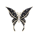 Black Enamel Butterfly Brooch With Crystal Details view 4