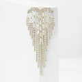 Rhinestone Heart Tassel Brooch Fringe Drop Silver or Gold view 2