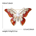 Enamel Butterfly Brooch with Pearl Center and Crystals view 7
