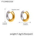 Thick Hoop Huggie Earrings Gold Steel Two-Tone Sizes view 10