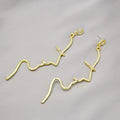 Gold and Silver Abstract Face Line Dangle Earrings view 2