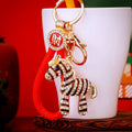 Crystal Zebra, Deer and Horse Keychains with Colorful Straps view 3
