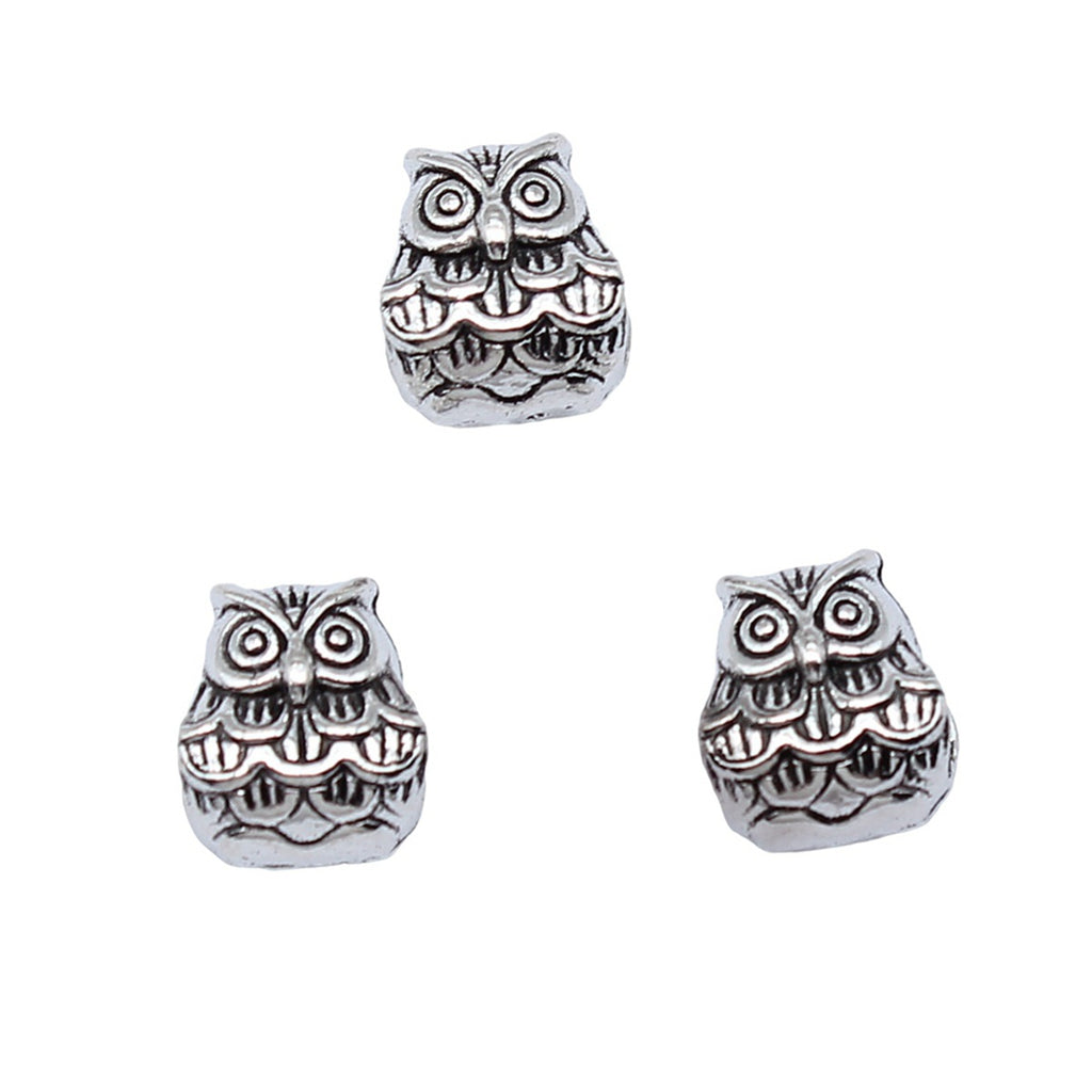 10x9mm 1.8g Antique Silver Zinc Alloy Owl Large Hole Cat Beads for DIY Necklace Bracelet Making