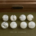 Clear Round Resin White Marbled Swirl Stud Earrings view 3